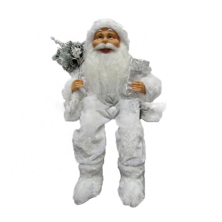 2018 wholesale price Musical Santa Claus - Wholesale fur shoe Sitting Santa Claus 40 CM indoor Christmas Decoration with mistletoe bag – Melody