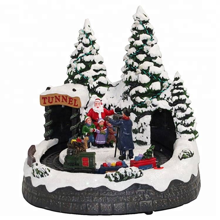 OEM manufacturer Rudolph The Red Nosed Reindeer Village Set - Wholesale Navidad promo plastic BO mult Led musical animated train Christmas Village decoration – Melody