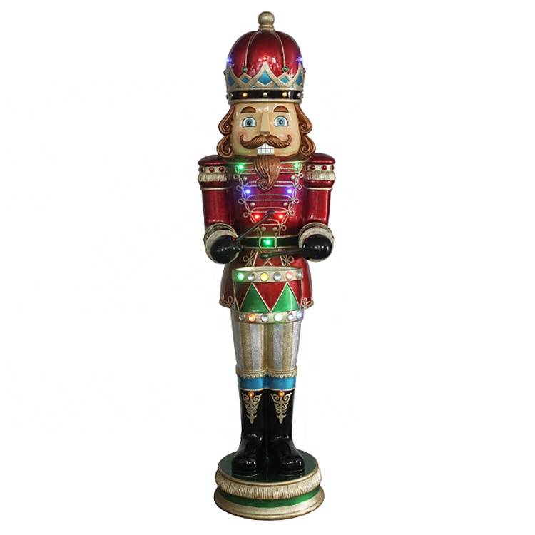 Hot New Products Outdoor Lighted Nutcracker - Wholesale casse Noisette Mult Led Musical playing drum decorative 6 ft Christmas fiberglass resin nutcracker soldier – Melody