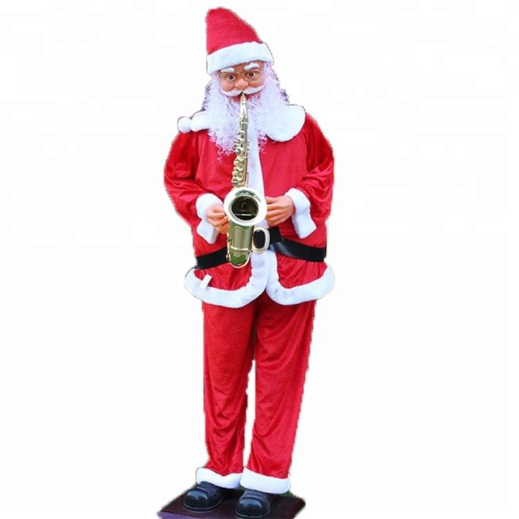 High Quality Antique Santa Claus Figurines - Life size Saxophone musical dancing Santa Clause figurine outdoor Christmas Decoration with fabric cloth – Melody