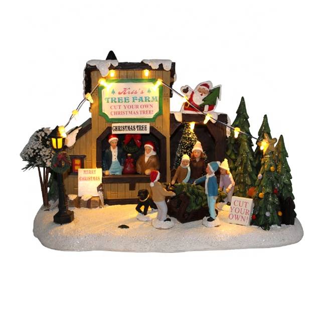High definition Cat Christmas Village - Polyreisn Christmas items,  navitity set Christmas Decoration with trees and warm white lights – Melody