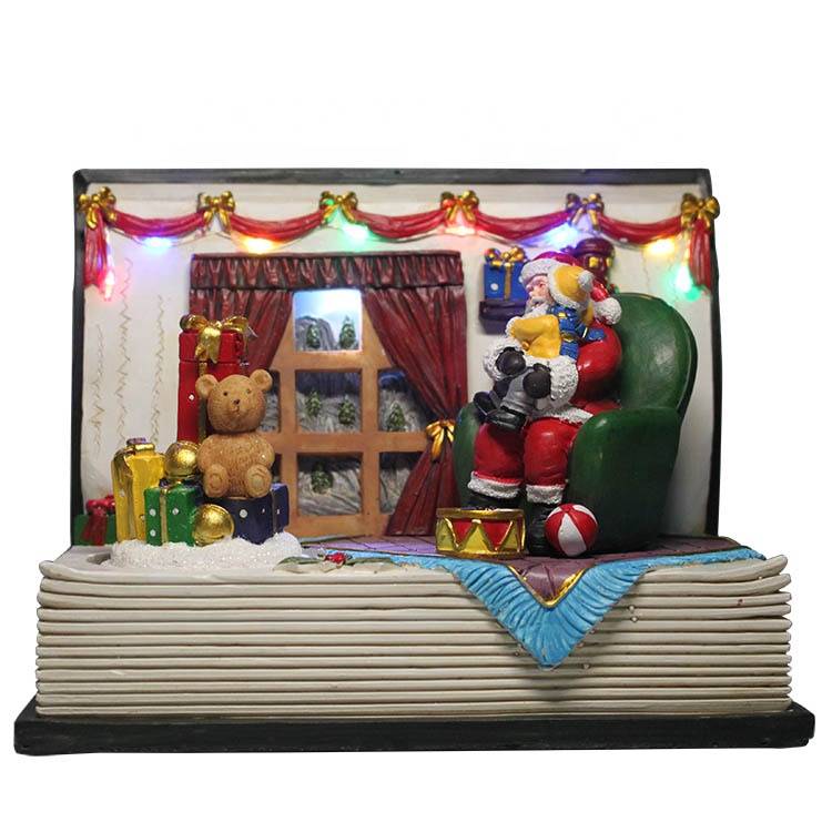 100% Original Lit Deer Christmas - Antique Santa and nutcracker room scene Musical Led lighted Christmas indoor decoration – Melody