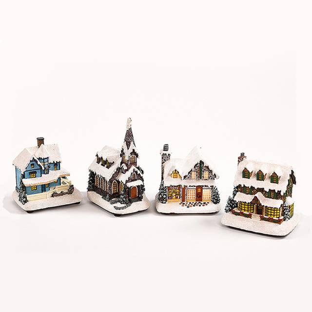 Cheap PriceList for Animated Christmas Village Houses - New products warm white light winter snow scene polyresin christmas village houses – Melody
