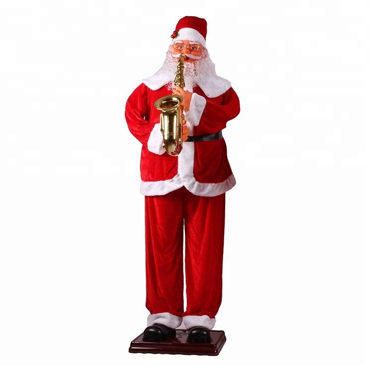 PriceList for Fiber Optic Santa Claus - Big Musical guitar Santa Clause statue resin Christmas outdoor Decoration – Melody