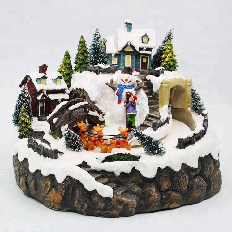 Best Price on Outdoor Solar Decorations - Warm white Led light snow village scene polyresin christmas Decoration – Melody