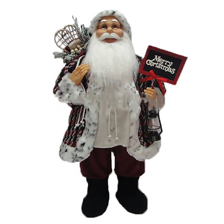 80CM Traditional Standing father Christmas plush Santa Claus figurines Xmas decoration With giftbag