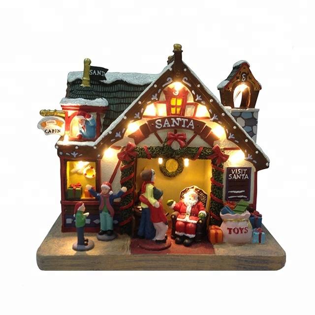 Fixed Competitive Price Solar Powered Lawn Decorations - Polyresin decor sitting santa scene lighthouse Christmas village – Melody