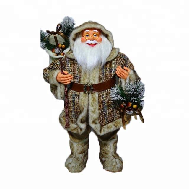 Hot New Products Santa Claus Toy - Custom Xmas decor large size 80 cm plastic noel Standing Christmas father with plush clothes – Melody
