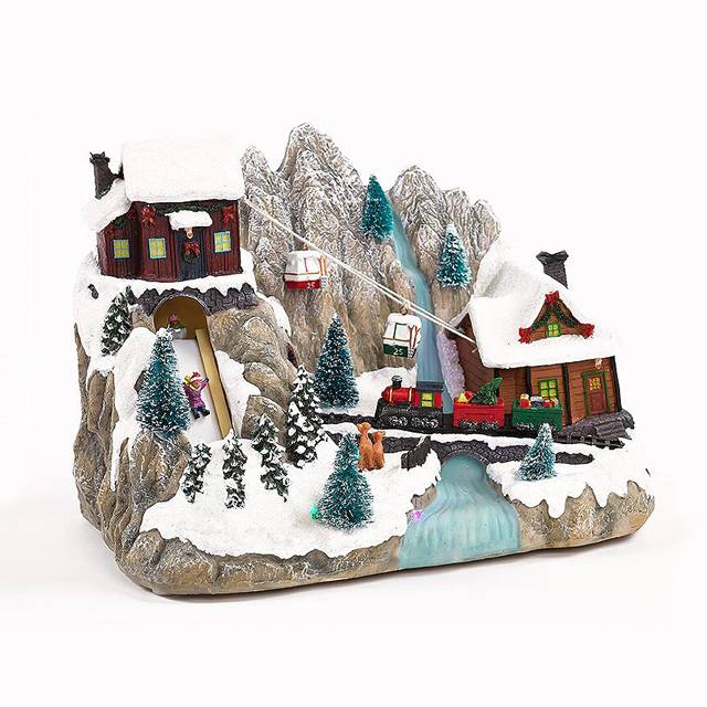 Hot sale Miniature Christmas Village Set - Christmas polyresin music house gondola moving train festival village decoration – Melody