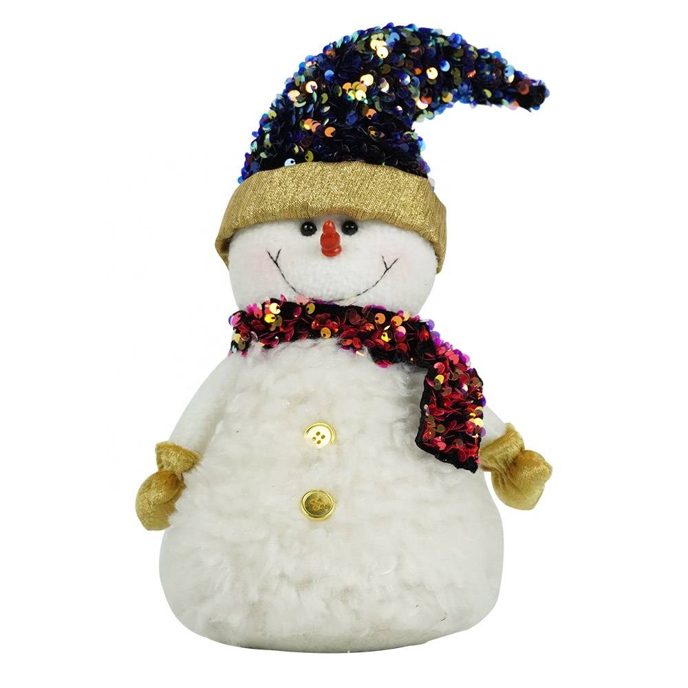 Lowest Price for Small Santa Claus - Customized small size holiday decor kids gift fabric Christmas sitting snowman with glitter hat – Melody