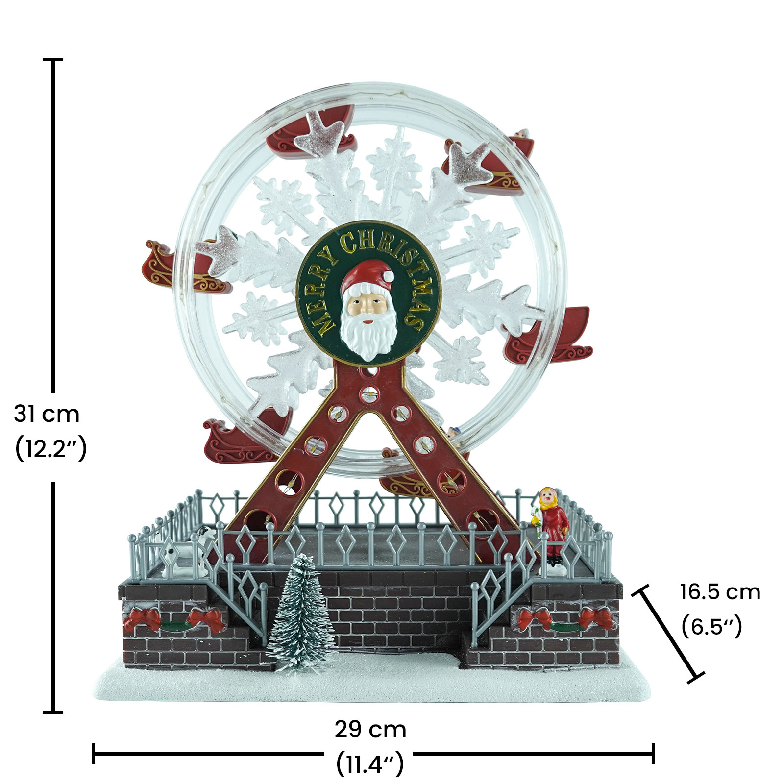 Customized Mult flashing Color Led illuminated Xmas Ferris wheel Scene musical Christmas decoration with Santa face