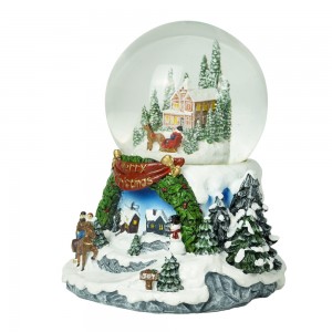 Custom LED Winds up Christmas village Scene snowman musical water  snowball