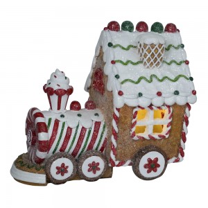 Custom set of 3 Handmade LED Resin Crafts  Train shaped Gingerbread house  Christmas Decoration