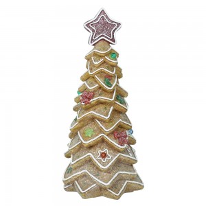 2022 New arrival Christmas Decorations Handmade Resin Crafts Customized LED Christmas tree shaped Gingerbread house