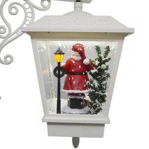 Outdoor holiday hanging light musical snow function Led Christmas wall mount lantern with snowman feature