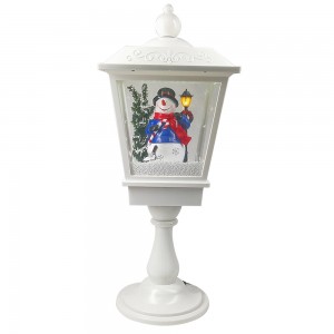 Xmas Scene Musical Tabletop Lantern, Christmas Led light up snow lamp post for holiday decor
