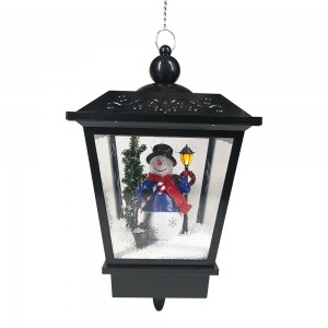 BSCI factory seasonal Black big size rainproof noel double lanterns musical Led Christmas street lamp post with snow function