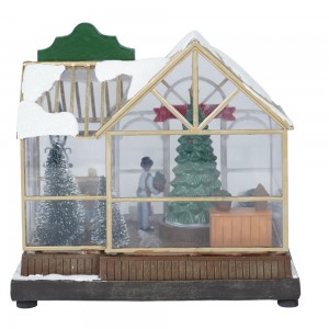 2022 New Arrival Led Music Promo Gift Diy  Plastic Christmas Flower shop House  with rotating tree