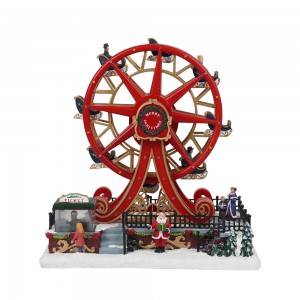 Wholesale custom made noel Led spinning musical Ferris Wheel Christmas Decoration