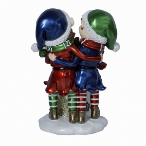 Wholesale  resin  elf statue with LED candles Christmas decorations
