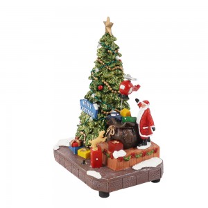 Wholesale new arrive seasonal noel Animated mult Led musical polyresin Christmas decoration with Santa deck Xmas tree