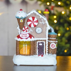 Wholesale New Design Led Christmas Ornaments Gingerbread House Ornament With Music And Animated For Christmas Decoration