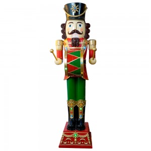 Outdoor multi led lights life-size Nutcracker playing the drum with music Christmas soldier nutcracker decoration