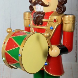 Outdoor multi led lights life-size Nutcracker playing the drum with music Christmas soldier nutcracker decoration