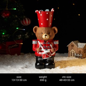 Wholesale LED Christmas brown bear drummer resin crafts Table ornaments holiday gifts home decorations ornaments