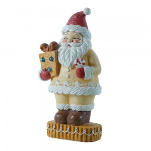 Resin Gingerbread Ornaments Santa Claus figurine with LED Light Festival Party Supplies Ornaments Christmas Gifts