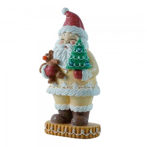 Resin Gingerbread Santa Claus Doll With LED Light Festival Party Supplies Ornaments Toys Gifts Christmas Desk Decoration