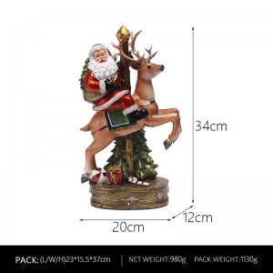 Wholesale Santa Claus with deer statue light-up music box Christmas decoration Christmas gifts resin ornaments decorations