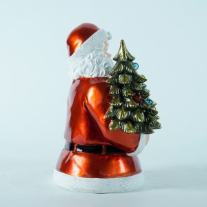 Wholesale Musical LED Resin Santa Claus ornament with Bear resin crafts desktop ornaments CHRISTMAS DECORATION 2024