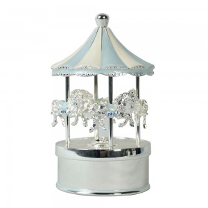 Xmas Carrossel decorative musical mechanism Round rotating carousel horse music box for Christmas decoration and gift