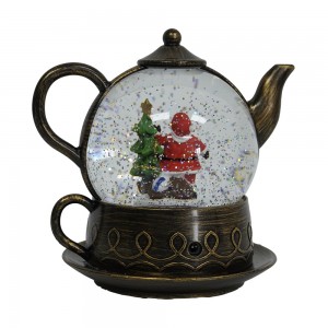 LED light-up teapot Santa Christmas tree Scene glitter swirling Spinning Water Lantern Christmas snow globe Decoration