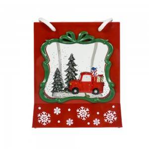 MELODY LED light up water spinning Swirling Xmas truck scene Glitter hanging Gift Box Lantern Christmas snow globe
