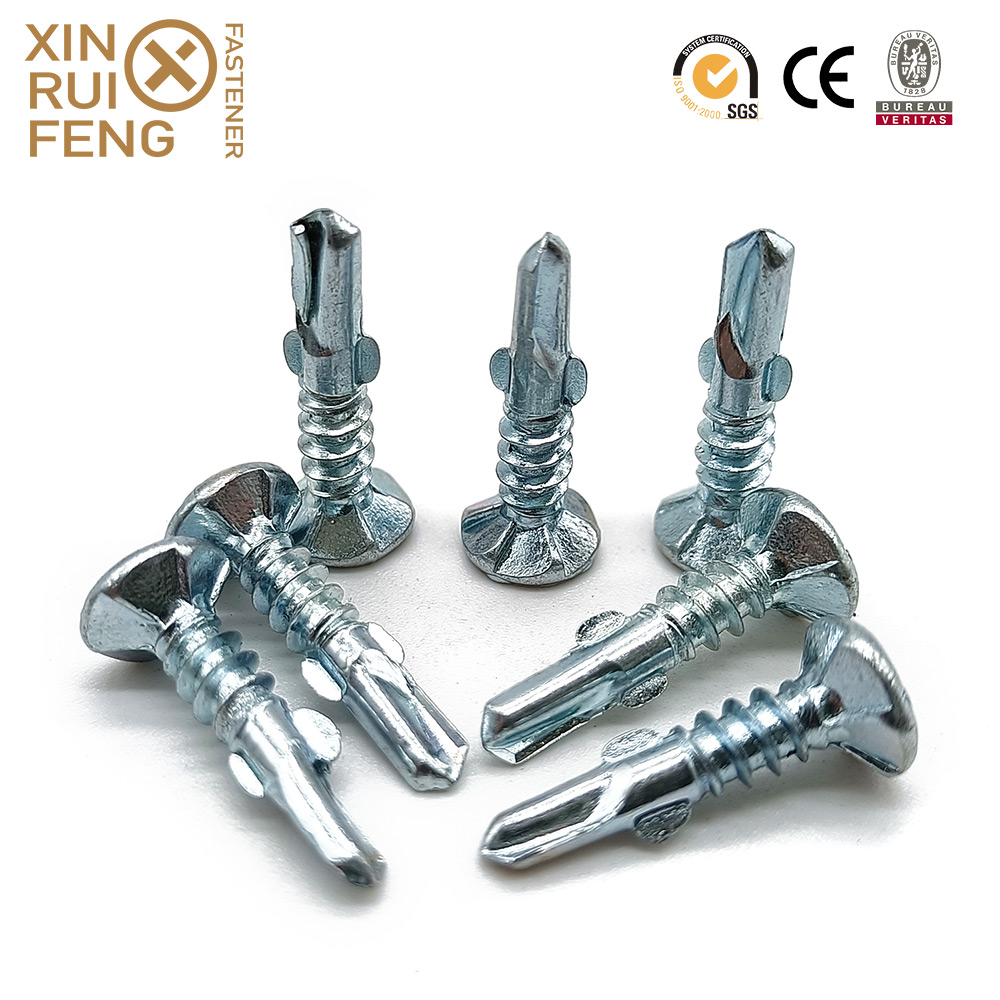 Xinruifeng Fastener Zinc Plate CSK Head Drywall Cement Fiber Board Self Drilling Screws With Wings