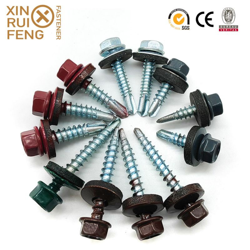 XRF Color Zinc Plated Metal Hexagonal Head Stainless Steel with Rubber Washers screw Self Drilling Roofing screw