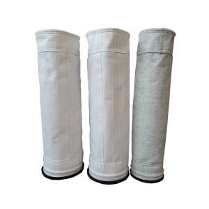 Cement plant Polyester anti-static needle-punched felt bag filter bag treatment calendering singeing matching filter bag cage