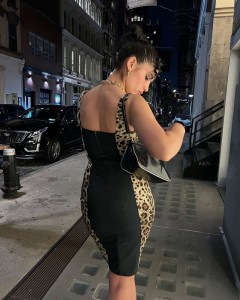 Leopard print sheath sexy dress with zipper back