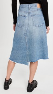 Irregular Design Pleated Patchwork Denim Midi Skirt