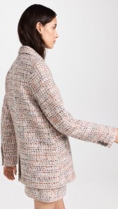 Long Sleeve Small Fragrance Tweed Suit Coat Plaid Braid Skirt 2 Piece Set