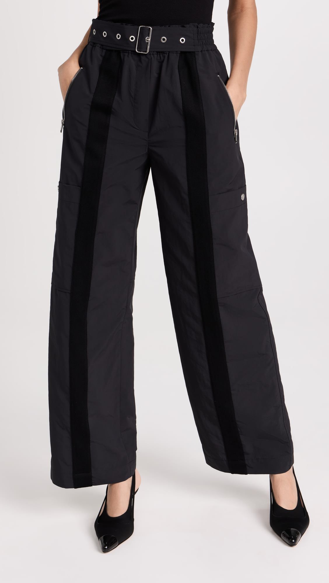 Casual Larĝkrura Pantalono Alta Talio Rekt-krura Pantalono