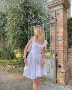 ODM scoop collar lace sleeveless white sweet mini dress