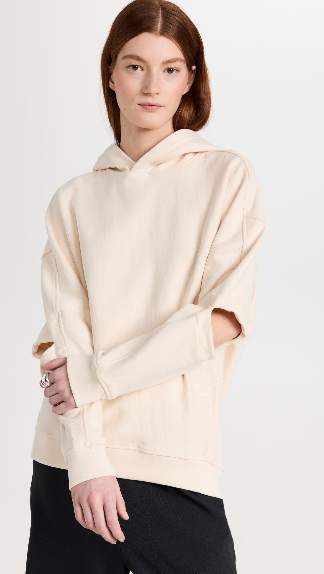 Made in china Hooded solid color sleeve refu yakavharirwa kunze casual hoodie top