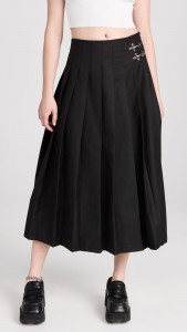 Casual High Waist A-line Pleated Midi Skirt