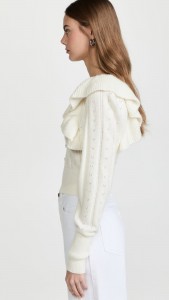 Womenswear Maker Casual Ruffled Long-sleeved Hollow-out Sweater