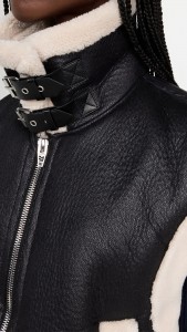Made in china Lapel color patchwork fur sleeveless motorcycle vest