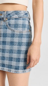 Made in china Denim checkered mini skirt