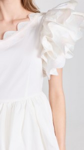 Asymmetrical elegant ruffled flower buds waist pouffant mini dress